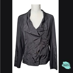 Black Dress Jacket with Asymmetrical Design and Wide Lapel